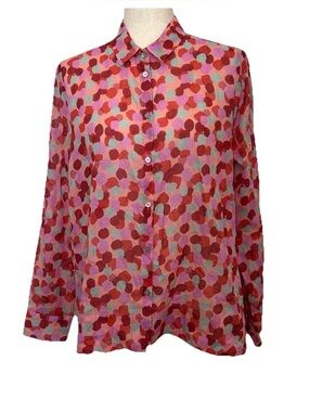 Rosso35 3/4 sleeve 100% cotton dot print button front shirt made in Italy
